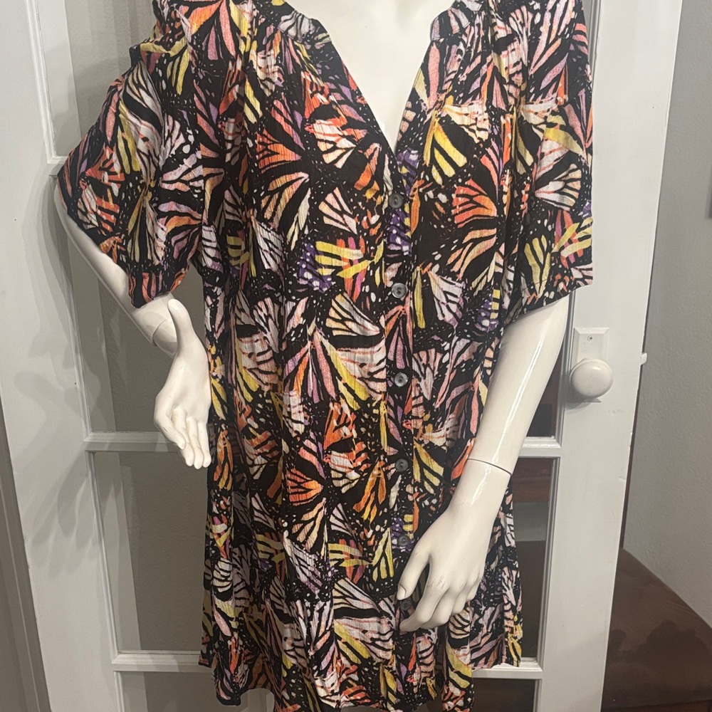 Roaman's Multicolor Abstract Dress
